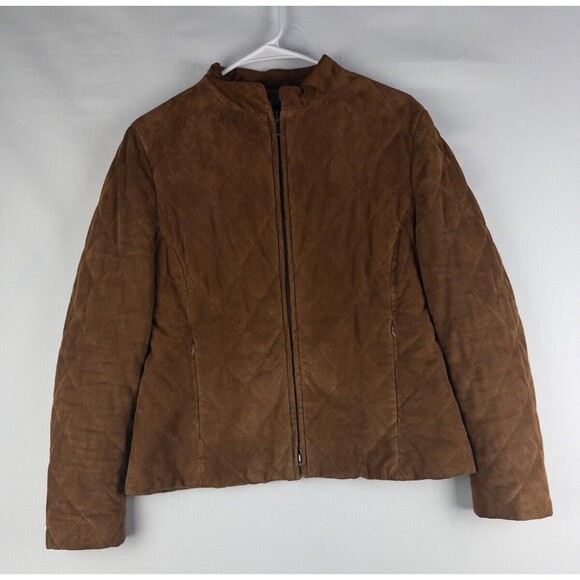 Italian Leather Jacket Womens Small Brown Italy Made Suede Full Zip Zanella